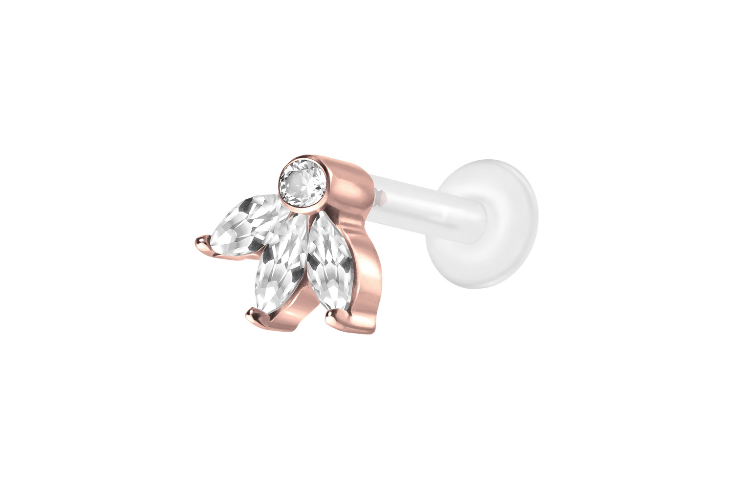 PTFE Labret Piercing mit Innengewinde + Titan-Aufsatz LOTUSBLÜTE